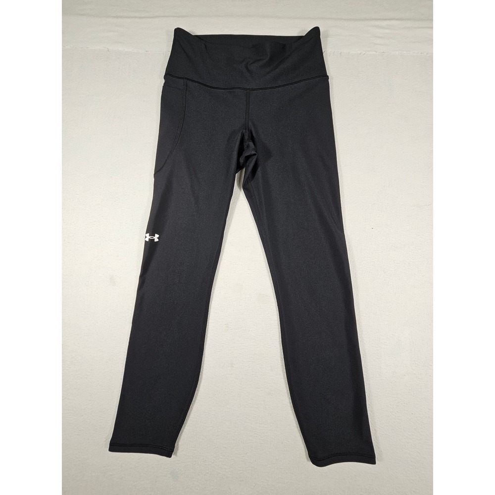 Under Armour Womens Black Compression Leggings High Rise Side Pocket Size M
